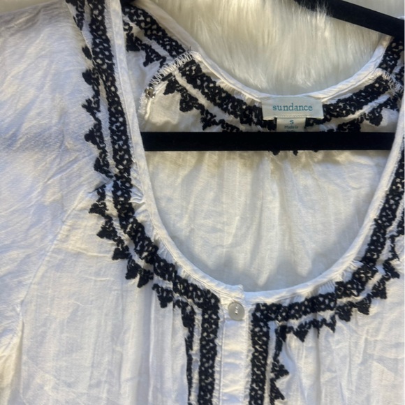 Sundance Sea La Vie White & Black Border Embroidered Tiered Dress - Picture 3 of 3